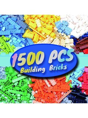 1500 Classic Building Bricks Set - Bulk Small Blocks Compatible with Major